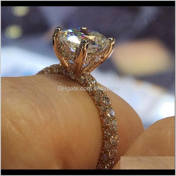 

band drop delivery 2021 womens designer romantic zircon shining rings round stone wedding bridal fashion jewelry engagement ring for women l, Silver