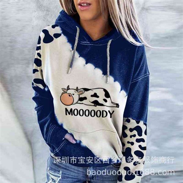 

2020 cow printed long sleeve sweater, Black;white