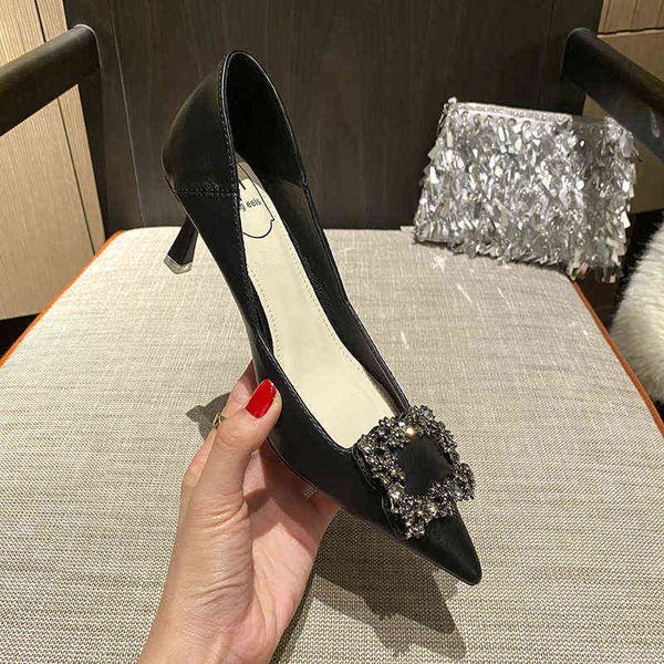 

dress shoes a618-11 profsional work 2022 french black small high heel's spring and autumn women's shoes thin heels