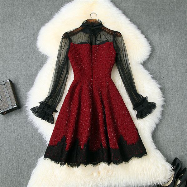 

two piece dress arrival female spring fashion designer long transparent sleeve mini slices dress party 8tkz, White