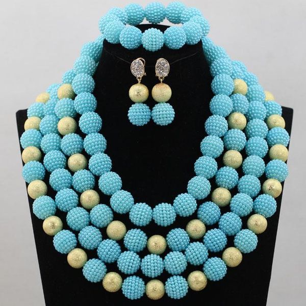 

earrings & necklace arrival geogrous bule beads jewelry charming african set large stock wholesale hx353, Silver
