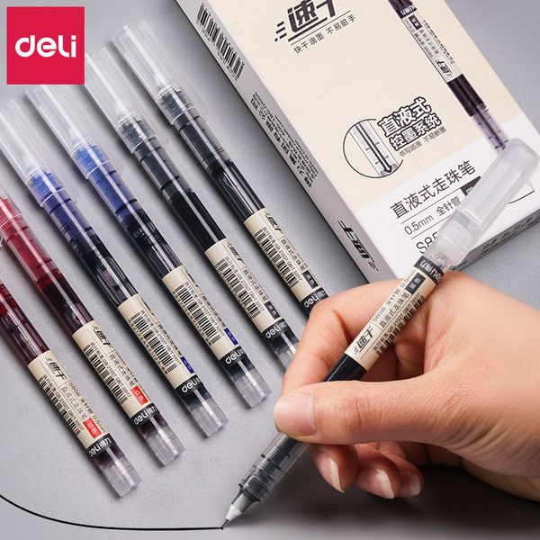 

s856 deli straight liquid ball pen 0.5 needle tube neutral water based signature quick drying