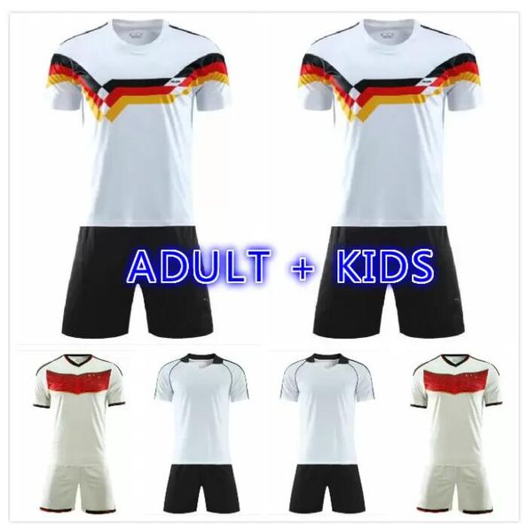 

man kids kit 1980 1998 2014 retro germanys soccer jerseys classic vintage klinsmann matthaus deutschland fooball shirt, Black;yellow