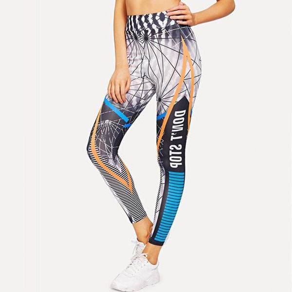 

women's leggings lzyvoo legging anti cellulite gym women digital printed letters high waist sports fitness running pants, Black