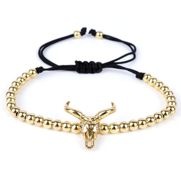 

beaded, strands bull head zircon bracelet personality creative bracelets women bangle couple jewelry gilded fashion luxury accessories lover, Black