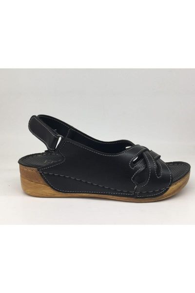 

women's black faux leather sandals