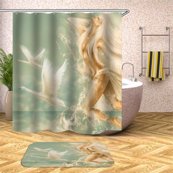 

shower curtains printed 3d with 12 hooks waterproof polyester fabric washable bathroom bath curtain