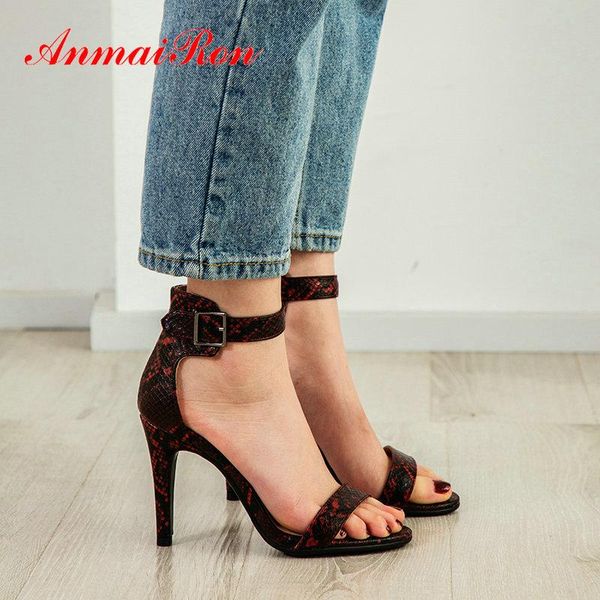 

high heels basic buckle strap pu serpentine platform sandals fashion thin round toe women 34-43, Black