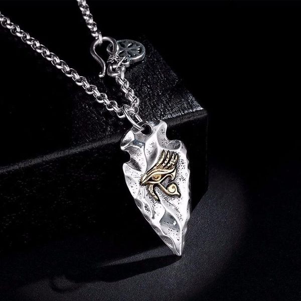 

chains design eye of horus silver pendant men's trendy personality retro necklace domineering punk style jewelry accessories