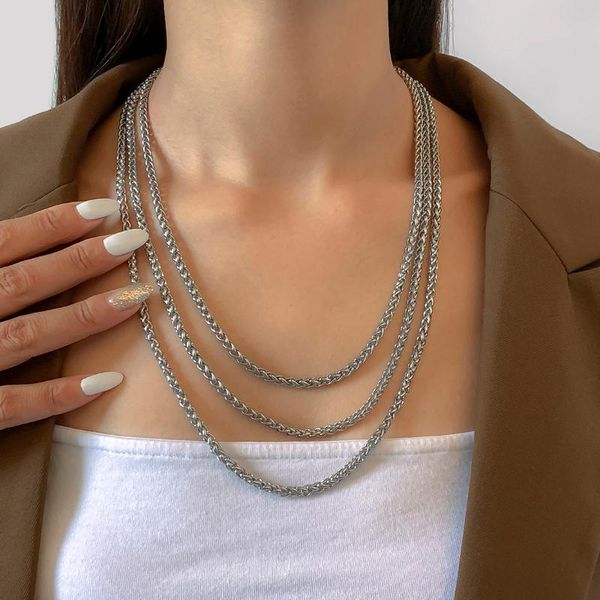 

chains ingemark hip hop stainless steel twisted chain necklace for women men male multi-size silver color water proof steampunk jewelry