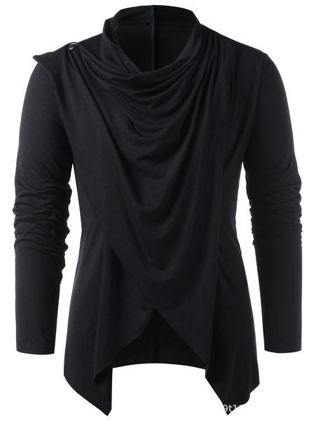 

men's t shirt fashion solid color cardigan design long sleeve, White;black