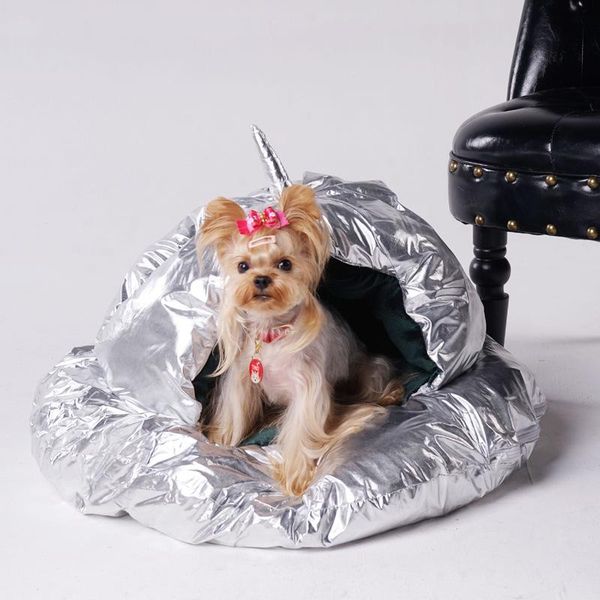 

handsome space cat dog bed house explosion gold silver kennel for vip teddy law fight warm creative mars pet mat kennels & pens