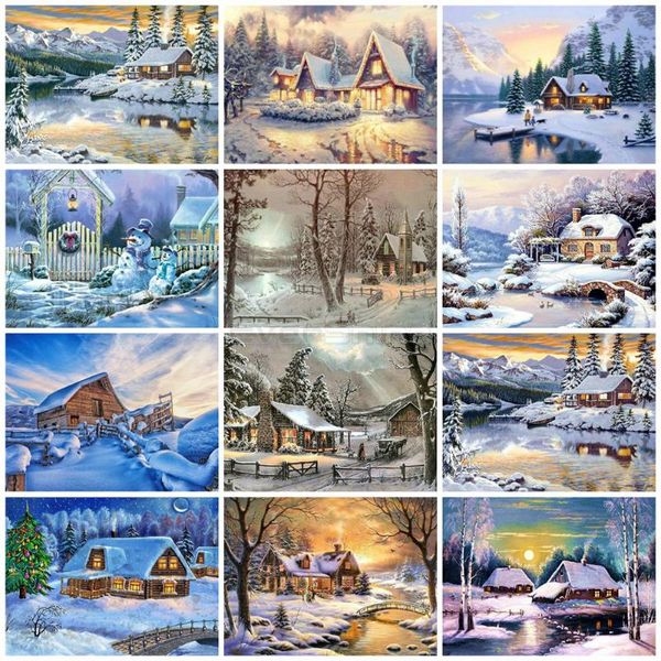 

diamond painting evershine full square landscape embroidery mosaic cross stitch house rhinestone wall decor