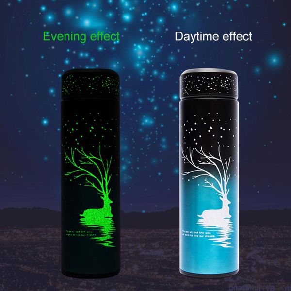 

water bottles creative luminous double wall stainless steel vacuum flasks 500ml gift travel thermocup thermo cup mug bottle coffee tea therm