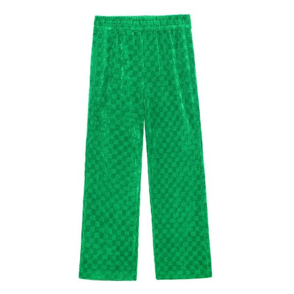 

women's pants & capris plaid wide leg trousers autumn/winter 2021 thickened long elastic high waist casual straight trous, Black;white