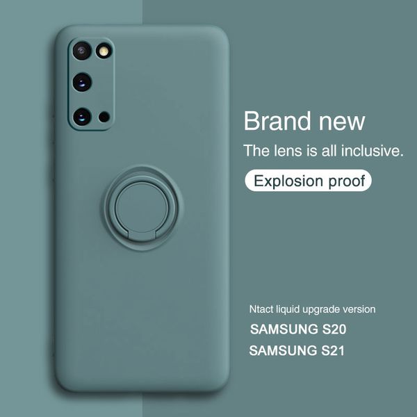 

lx brand liquid silicone ring holder phone case for samsung galaxy s21 s20 fe s10 plus camera lens protector for s8 s9 plus note 10 case