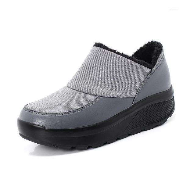 

boots winter women waterproof leather fur 2021 platform snow female clasic chunky shoes woman boots11, Black