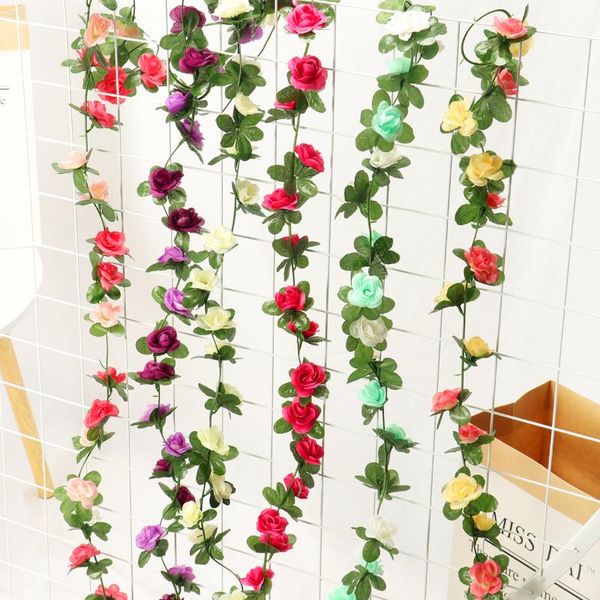 

decorative flowers & wreaths 2.5m rose artificial rattan garland for wedding home room decoration spring autumn garden arch diy silk fake pl