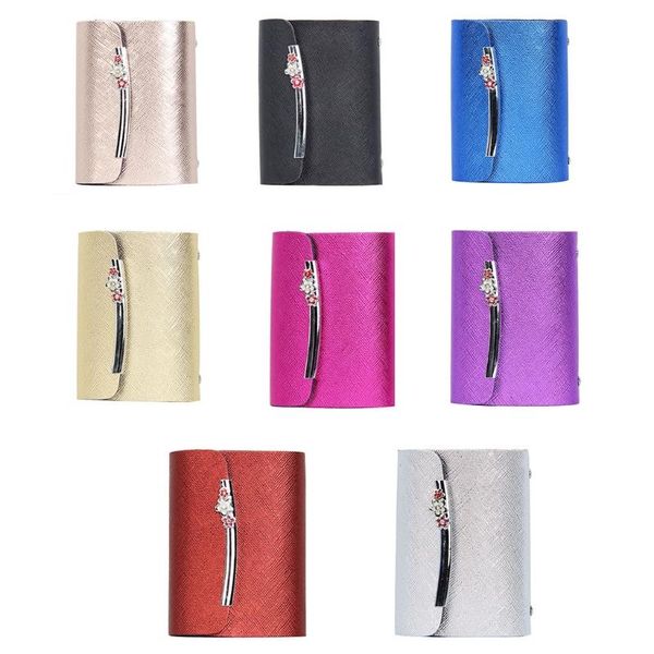 

card holders small faux leather holder with 26 plastic slots solid mini purse, Brown;gray