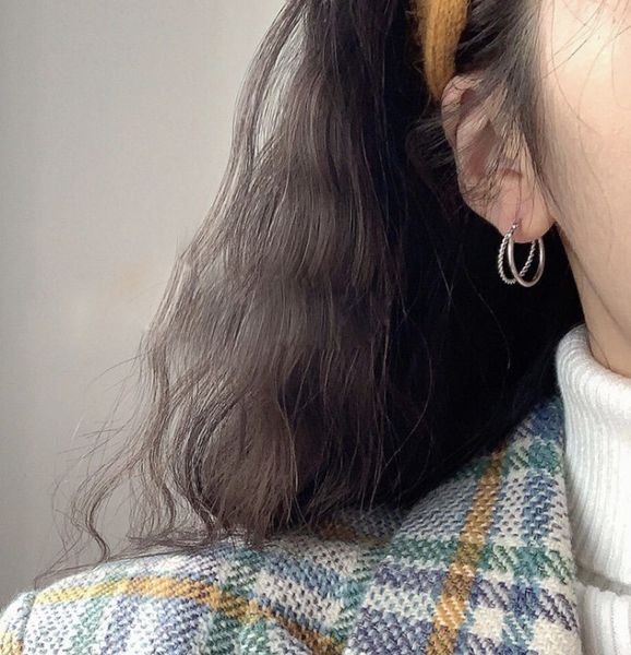 

s925 sterling silver double-layer large earrings for women stud, Golden;silver