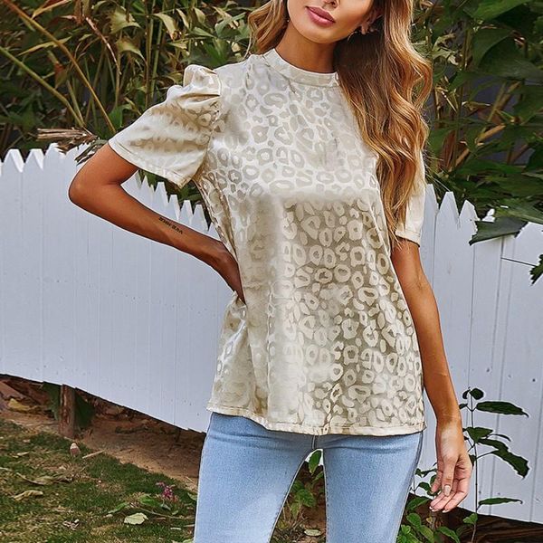 

women's blouses & shirts casual short sleeve female women round neck fashion summer puff blouse, White