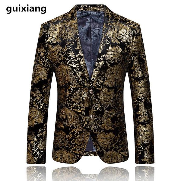 

spring style men's leisure fashion blazer woolen jackets printing blazers men suit size m-5xl suits &, White;black