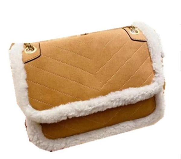 

messenger fashion bag handbag winter plush lamb hair small female new trendy fur furry autumn chain luggage cute texture street student styl