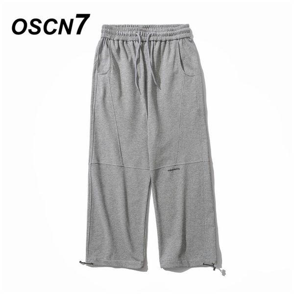 

casual pants men solid elastic waist streetwear joggers 2021 loose japanese drop 969 men's, Black
