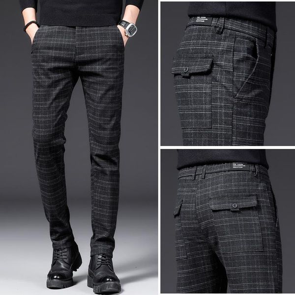 

men's casual pants autumn winter designer solid color stretch jogging men straight sweat mens, Black