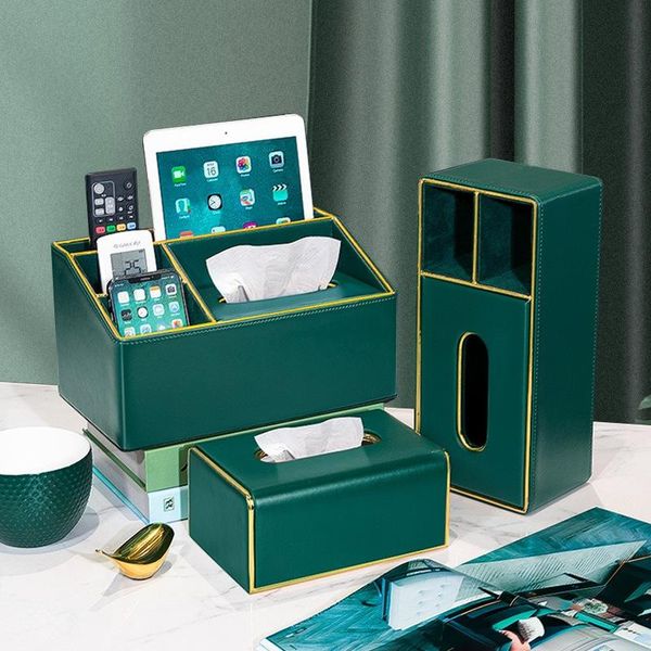 

1pc creative leather tissue box desknapkin pumping paper holder remote controller phone container home decor boxes & napkins