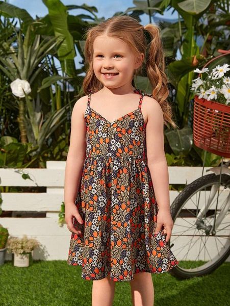 

toddler girls floral print shirred back dress she, Red;yellow