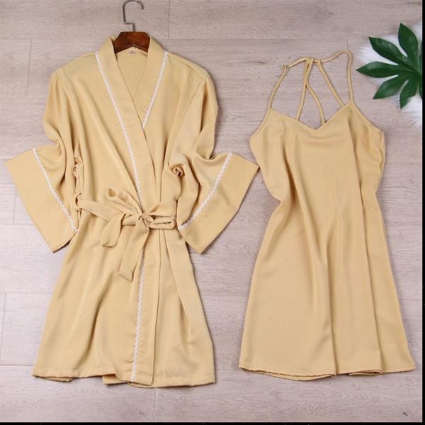 

silk kimono bathrobe bride bridesmaid women sleepwear wedding robe gown set lace home clothes nightwear, Black;red