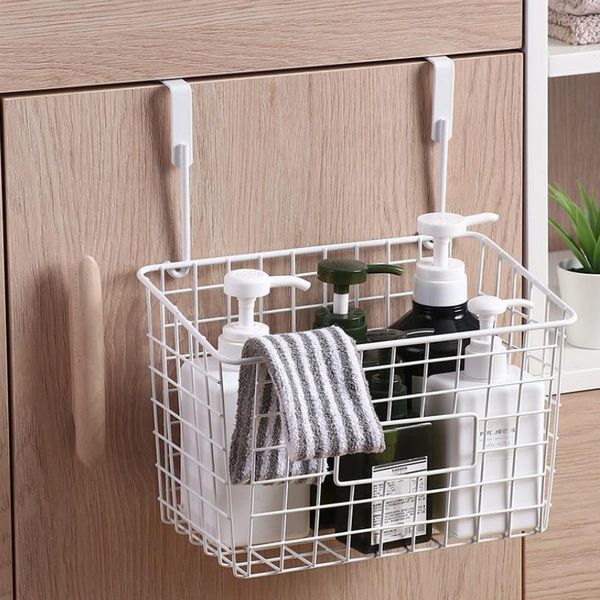 

storage baskets simple bathroom kitchen basket wrought iron punch-door household helpful