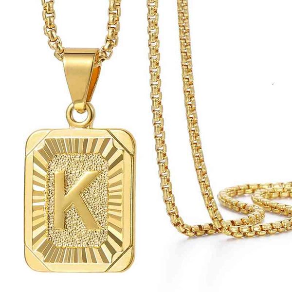 

necklaces pendants initials pendant letter name necklace for women men gold silver color square alphabet charm box link chain couple jewelry