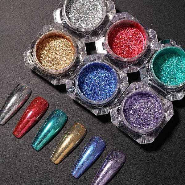

nail glitter holographics powder mirror effect glitters colorful polish chrome metallic art pigment dust decoration, Silver;gold