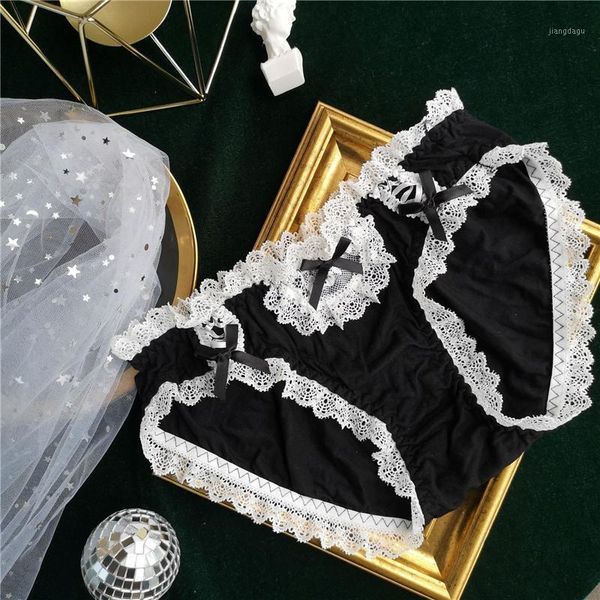 

japanese girl kawaii lace panties modal comfortable inner cotton shorts for female erotic lingerie woman underwear 2021 women's, Black;pink