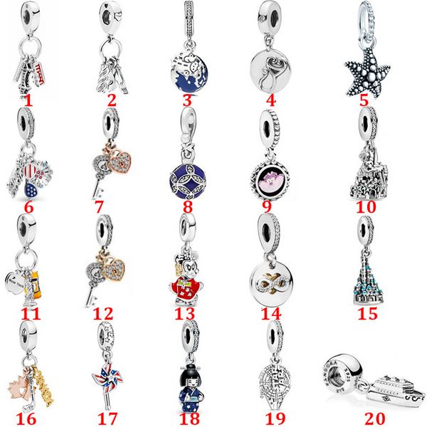 Gioielli firmati Bracciale in argento 925 Charm Bead fit Pandora Love Girandola rotante Boat Love Slide Bracciali Perline Charms stile europeo Perline Murano