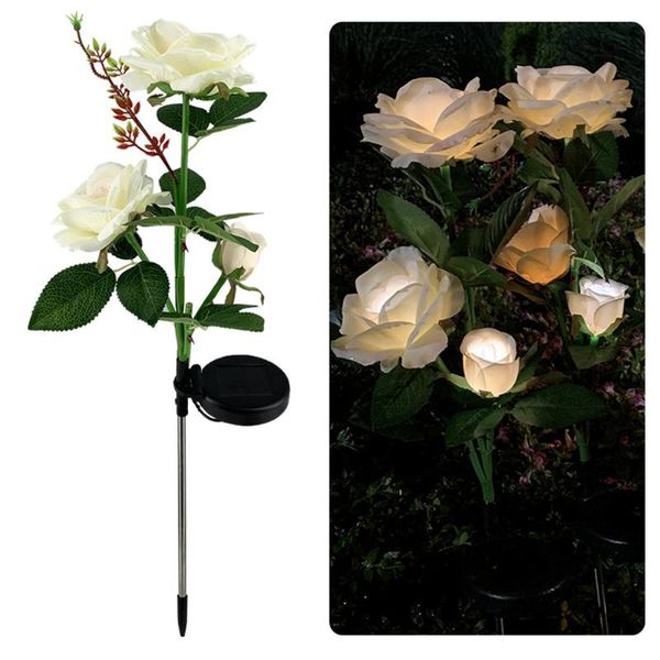 

solar lamps 2021 rose light 80cm led lawn lamp 3 heads power decoration lights white simulation garden decor