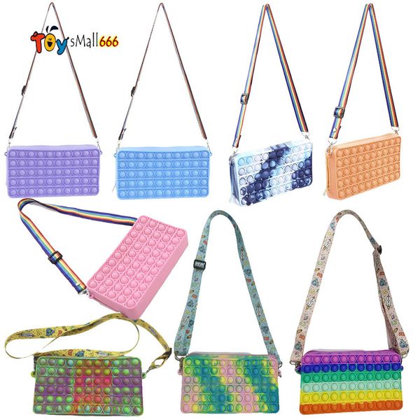 

fidget toys bags popits shoulder bag rainbow bubbles anti relief reliver stress adults kids desk sensory autism depression toy