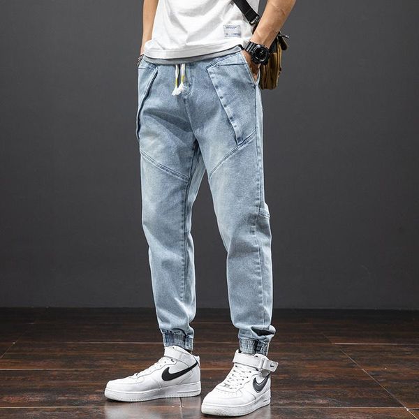 

men's jeans spring summer ankle-length baggy streetwear jogger, Blue