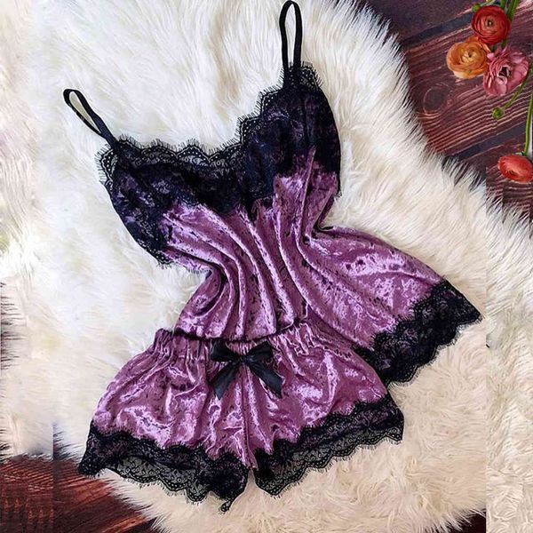 

bras sets 2021030452 lingerie veet sleepwear women's pajama temptation babydoll nightwear cute cami and shorts pijama muj, Red;black