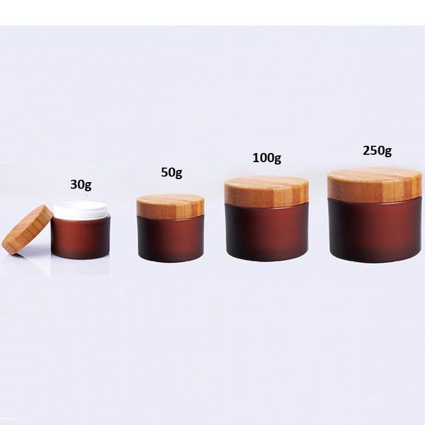 

1oz 30g/50g 100g 250g matte amber plastic cream jar,cosmetic container,cosmetic jar bamboo lid bottle container storage bottles & jars