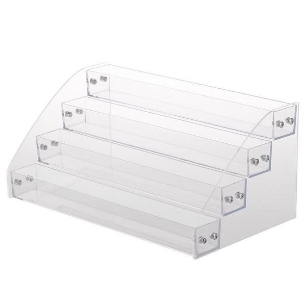 

4-layer cosmetic storage rack trapezoidal transparent display stand makeup organizer nail polish box boxes & bins
