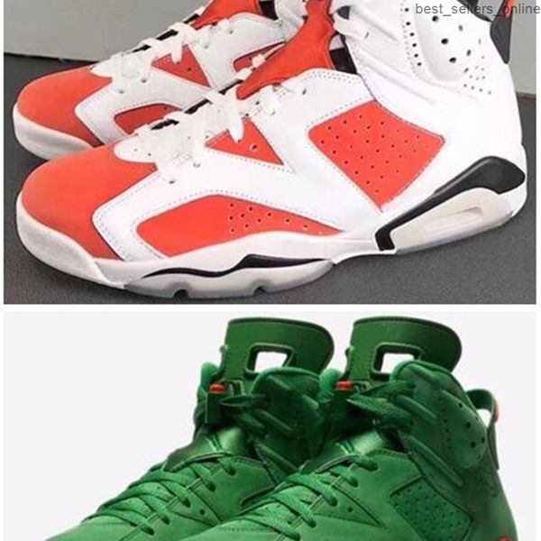 

6 6s gatorade orange basketball shoes men green suede sneakers new with box, Black