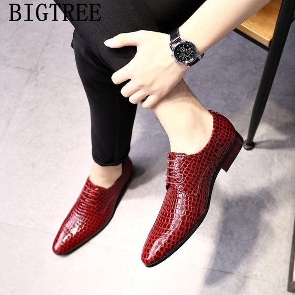 

dress shoes oxford for men wedding crocodile classic patent leather formal chaussure homme erkek ayakkabi, Black