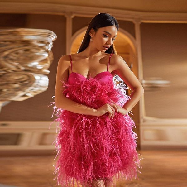 

casual dresses sweetheart feather dress ostrich feathers female clothing mini party christmas for women bodycon plus size, Black;gray