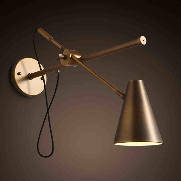 

american country industrial retro loft simple bedside lamp bar cafe rocker single head iron wall lamps