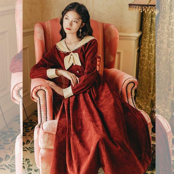 

casual dresses women 2021 autumn winter fashion retro dress female elegant v-neck long sleeve vinatge slim vestidos f16, Black;gray