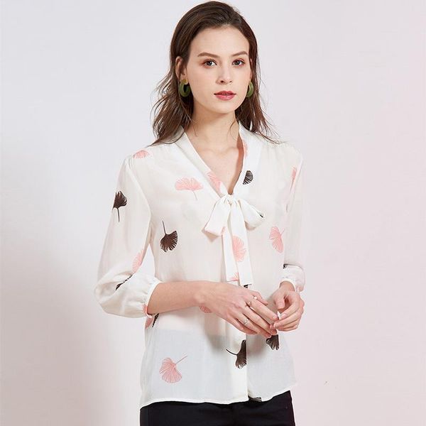 

women's blouses & shirts women and white silk coffee pink floral ol 2021 summer office long sleeve casual plus size