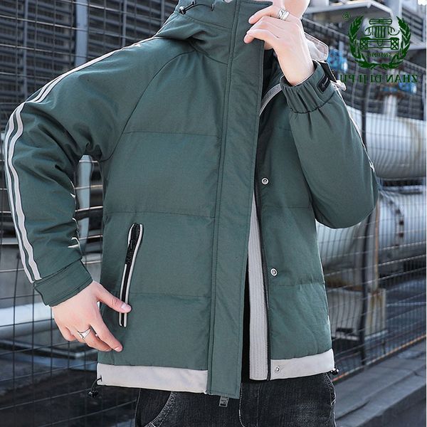 

new cargo down jacket men fashion casual loose patchwork hooded coats male outdoor warm wear-resistant white duck, Black